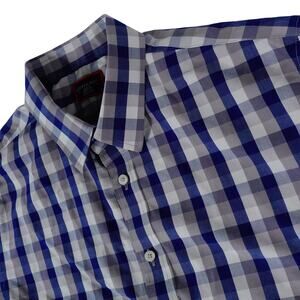 UNTUCKit Plaid Button Up Long Sleeve Blue Gray Casual Shirt Large